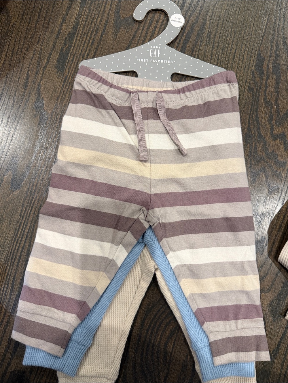 GAP Striped Baby Leggings in Mauve and Beige